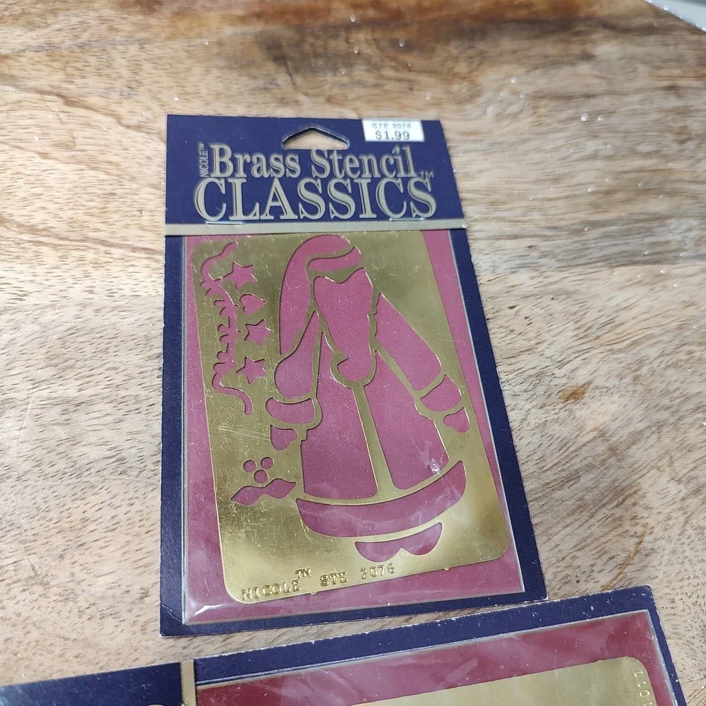 Lot Of 2 Nicole Solid‎ Brass Stencils 1990s USA Fruits Christmas Cottage Core